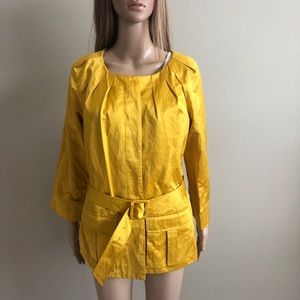 Lafayette 148 Yellow Belted Jacket 12 EUC